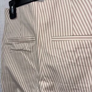 Beige and White Striped Pants